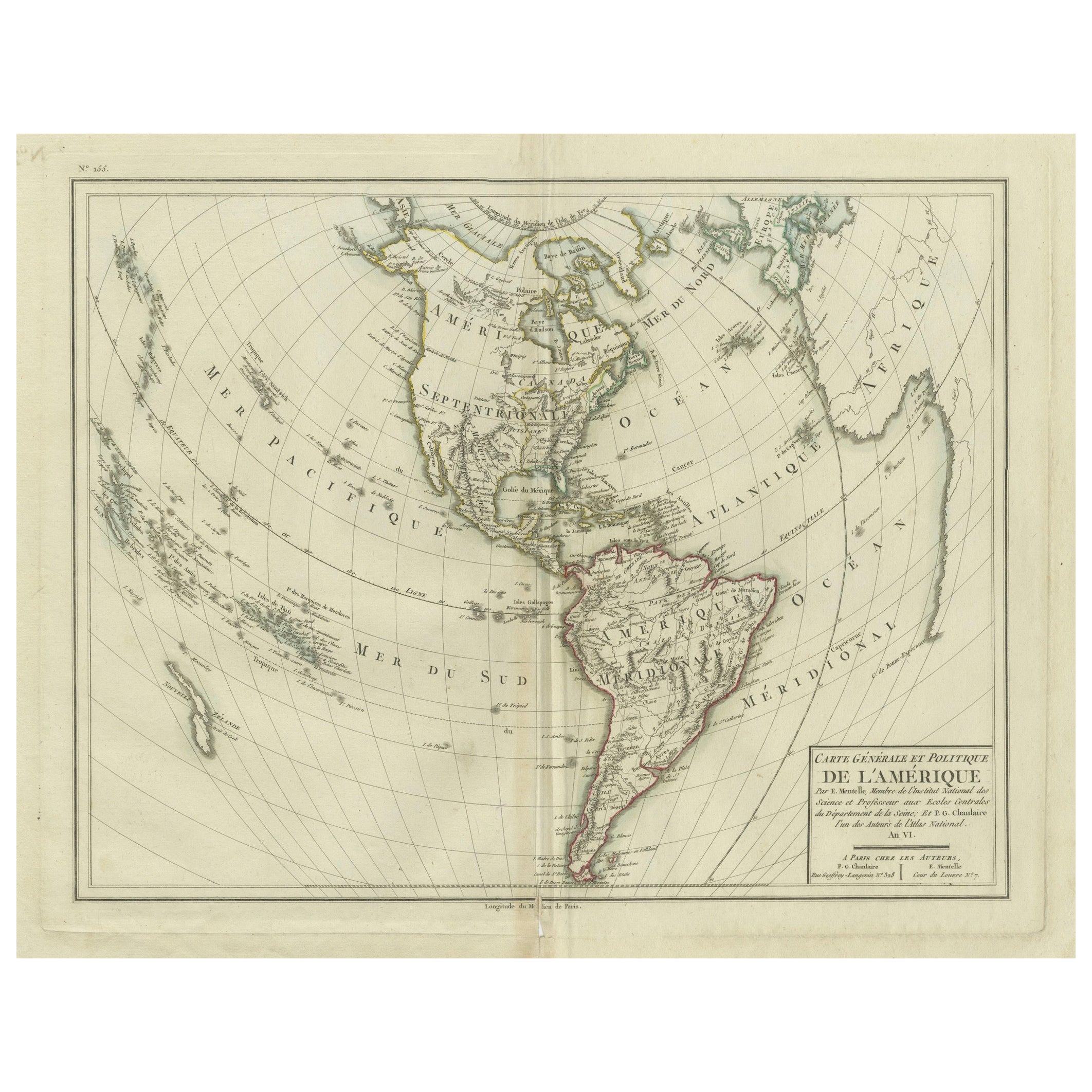 Antique Map of North and South America by Pierre Antoine Tardieu (1784-1869)