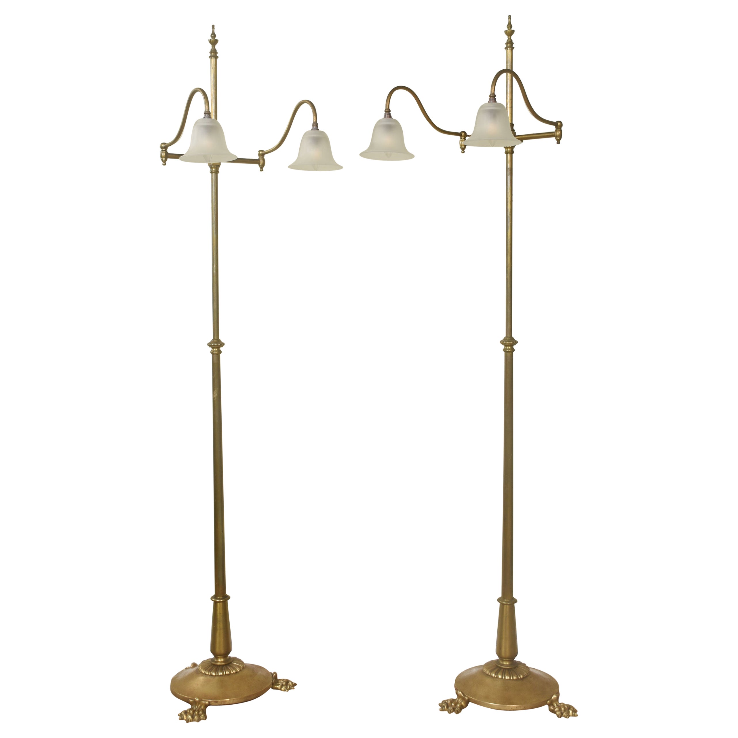 Pair of brass ajustable reading lamps