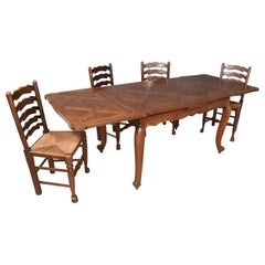 Antique Oak French Parquetry draw leaf table