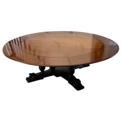 Rare Large Antique 10 Seater Carved Mahogany Circular Extending Dining Table