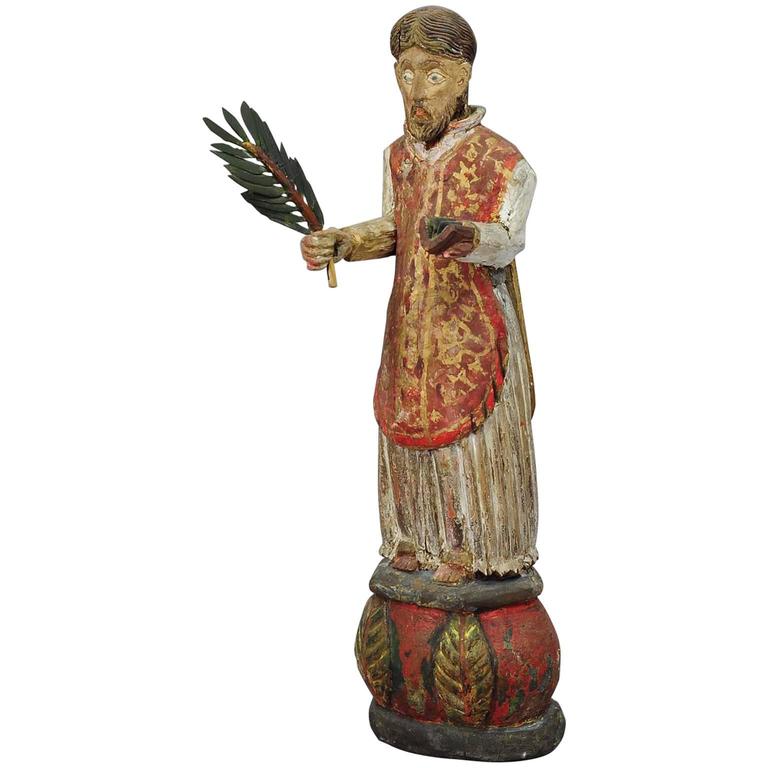 Wooden Carved Sculpture of a Saint, circa 1850 For Sale at 1stdibs