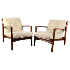 Pair Of Toothill Mid Century Lounge Chairs Original Lambs Wool Upholstery
