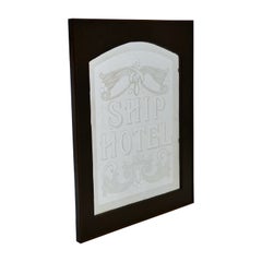 Antique Etched Glass Door Panel - Ship Hotel