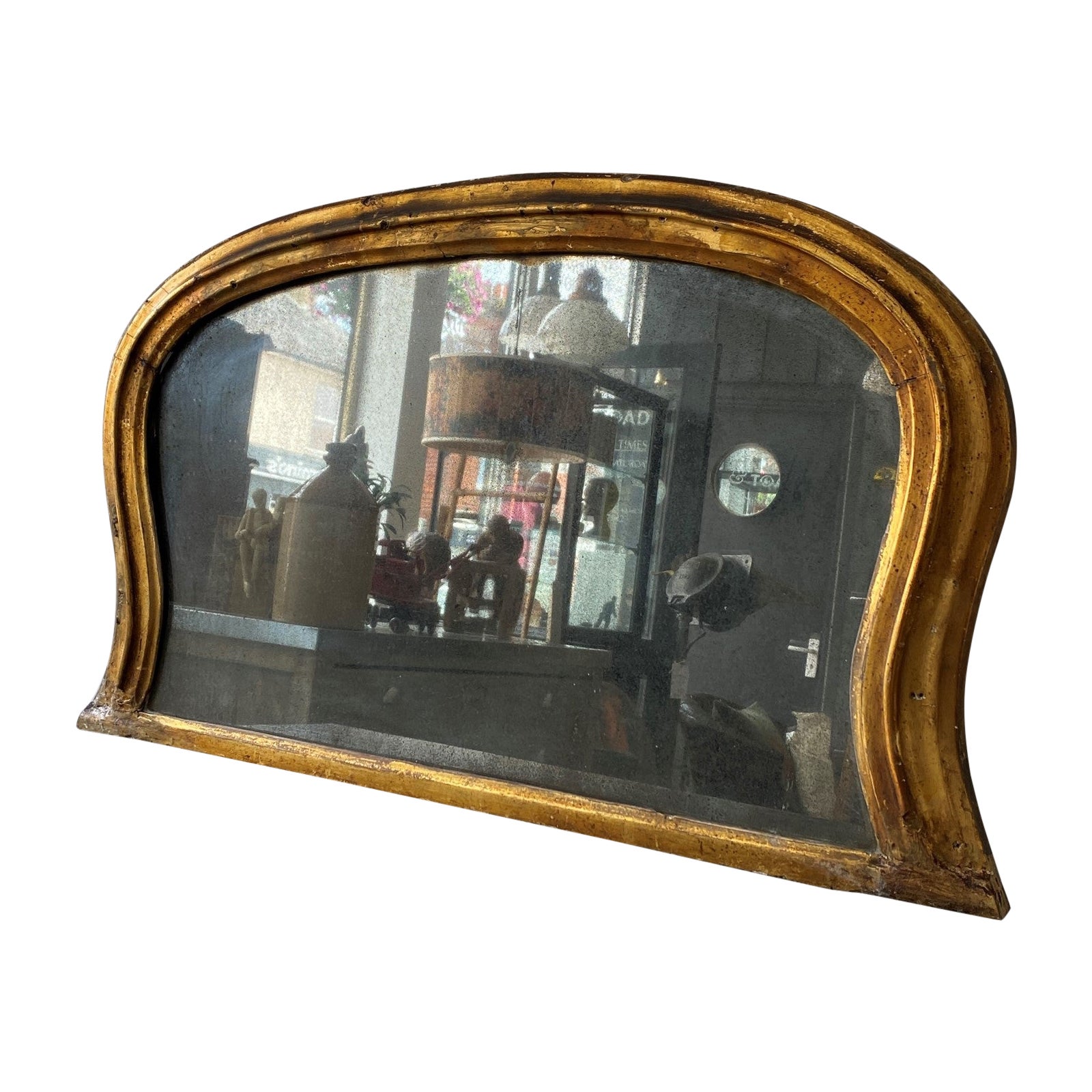 Large Antique French Ebonised and Silver Gilt Floor Or Overmantel