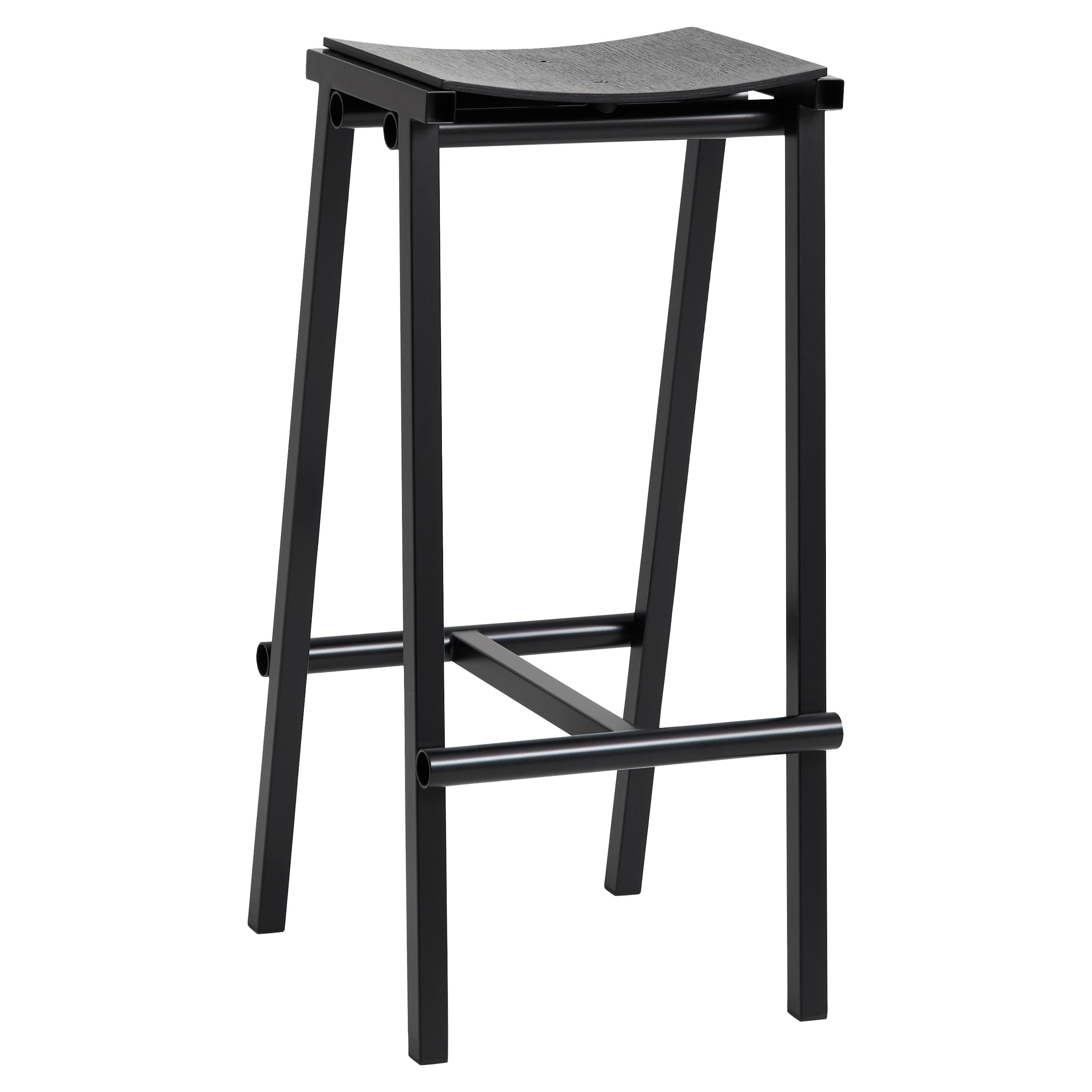Taburete 8 Bar Stool High, Black, Powder Coated Steel / Marc Morro for Hay
