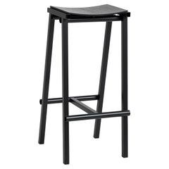 Taburet 8 tabouret de bar haut, noir, acier poudré / Marc Morro pour HAY