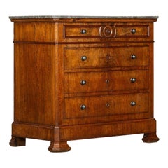 19thC French Walnut Marble Commode