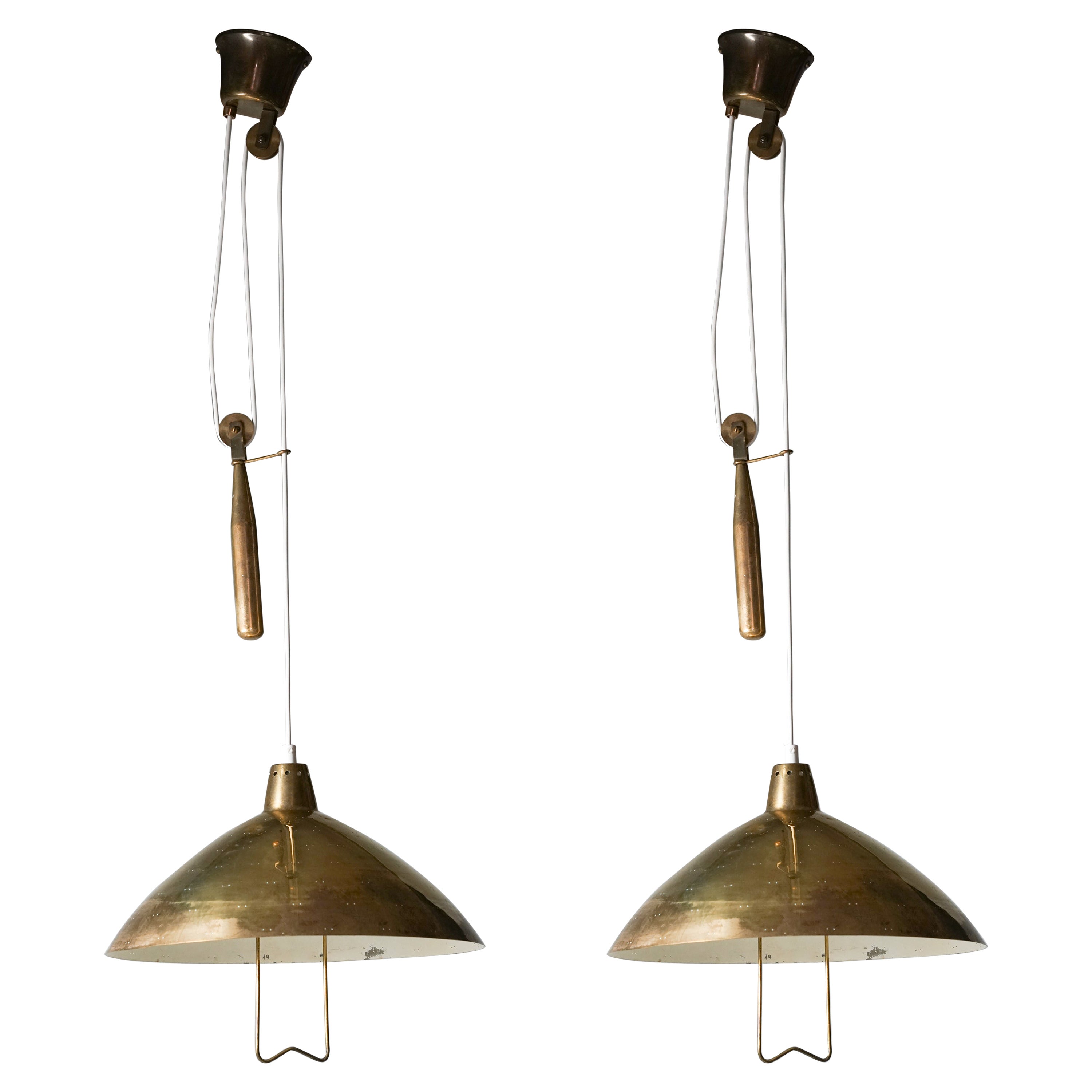 Pair of Counterweight Brass Pendants by Itsu Oy, 1950s