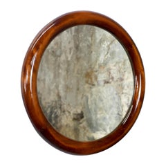 Wood round mirror from Italy, 1960s