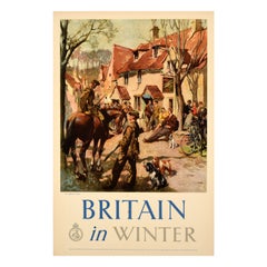 Original Vintage Travel Poster Britain In Winter Terence Cuneo Hunt Country Pub