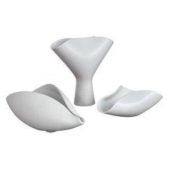 Ensemble de trois vases et bols en grès Stig Lindberg Veckla Gustavsberg Suède 1950