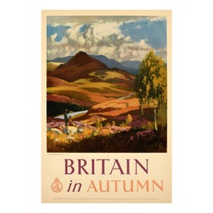 Original Vintage Travel Poster Britain In Autumn Norman Wilkinson Country Hiking