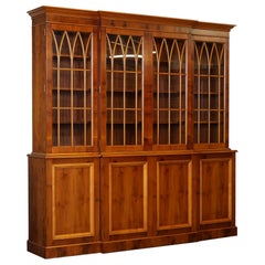 VINTAGE YEW WOOD DISPLAY CABINET BOOKCASE WiTH ADJUSTABLE SHELVES