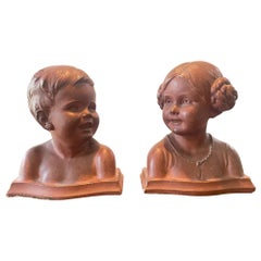 Bust of Child Sculptures- A Pair