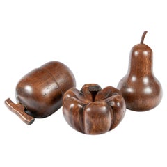 Set Of Three Large Solid Wood Fruits