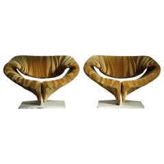 Pierre Paulin Early Production Mohair "Ribbon" Lounge Chairs for Artifort, 1960s