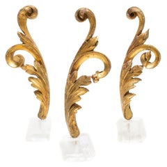 Antique Sculptural 18th Century Italian Gilded Fragments on Optical Calcite (Group of 3)