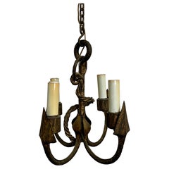 Lampadario nautico d'epoca con ancora in ferro