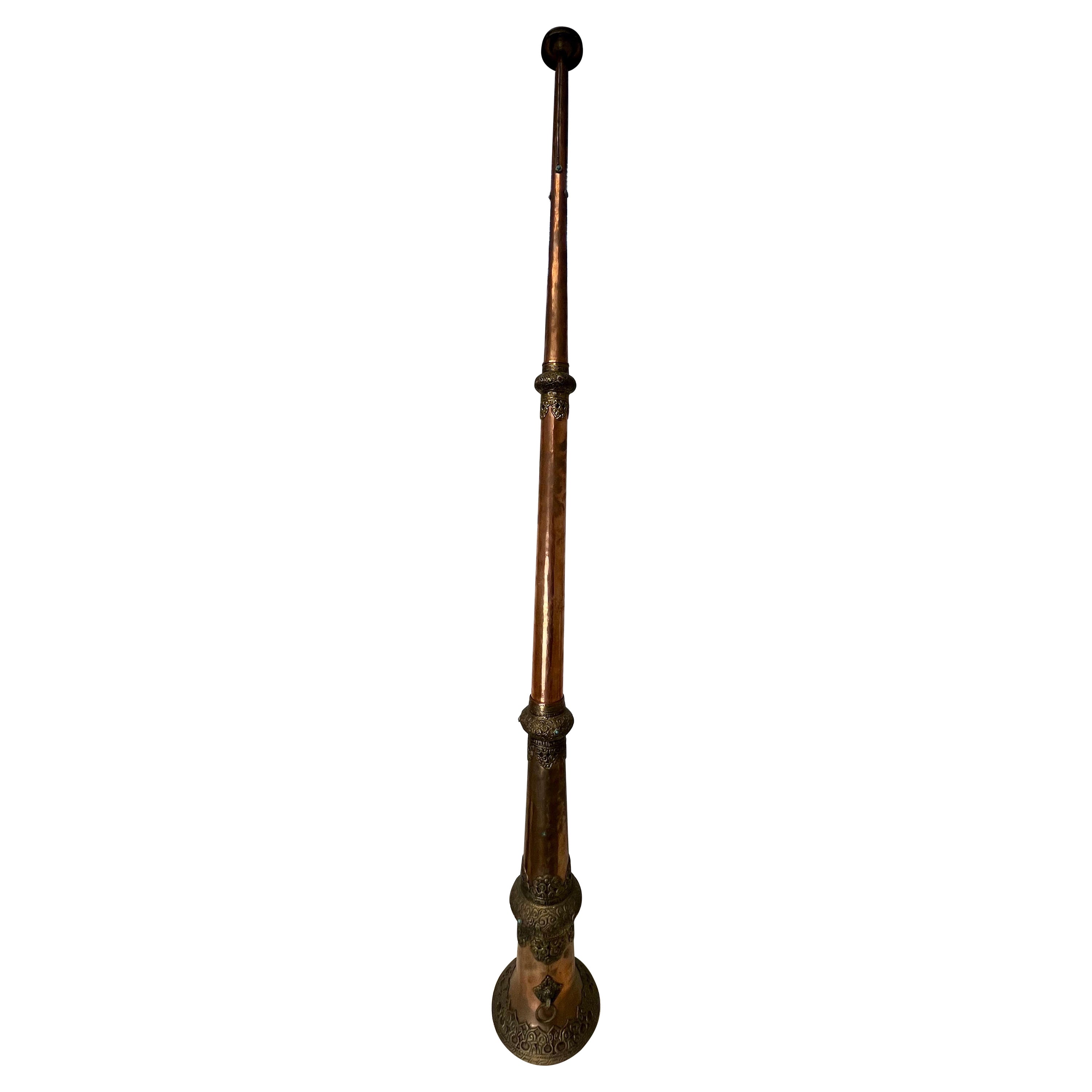 Tibetan Telescoping Long Horn Brass Copper Gems