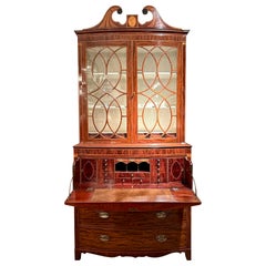 Antique 18th Century English George III Mahogany Secretary with Secret Drawer.