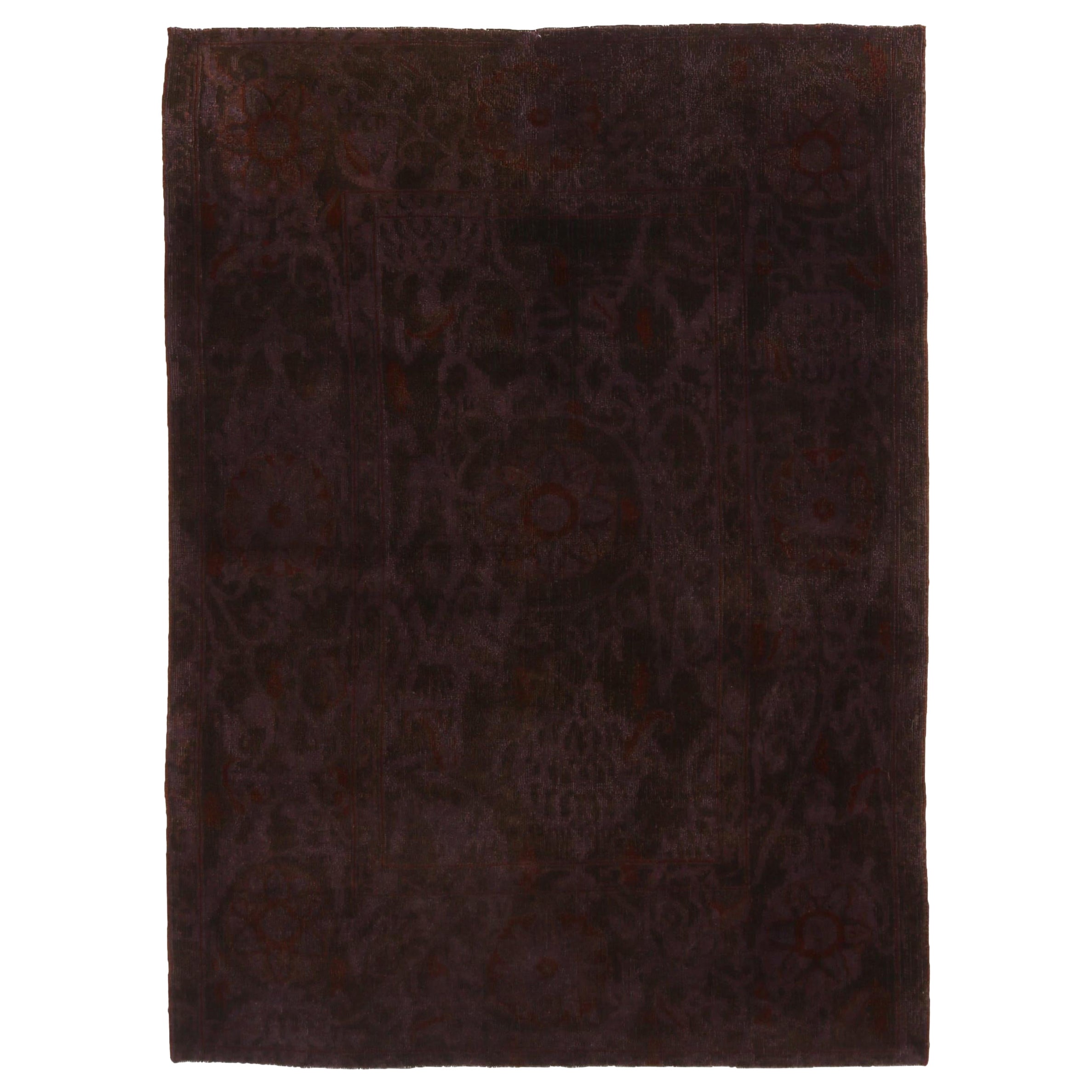 Rug & Kilim's Tapis à motifs floraux en laine violet et rouge noués à la main