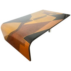Mid-Century Geometric Lacquered Waterfall Shaped Table