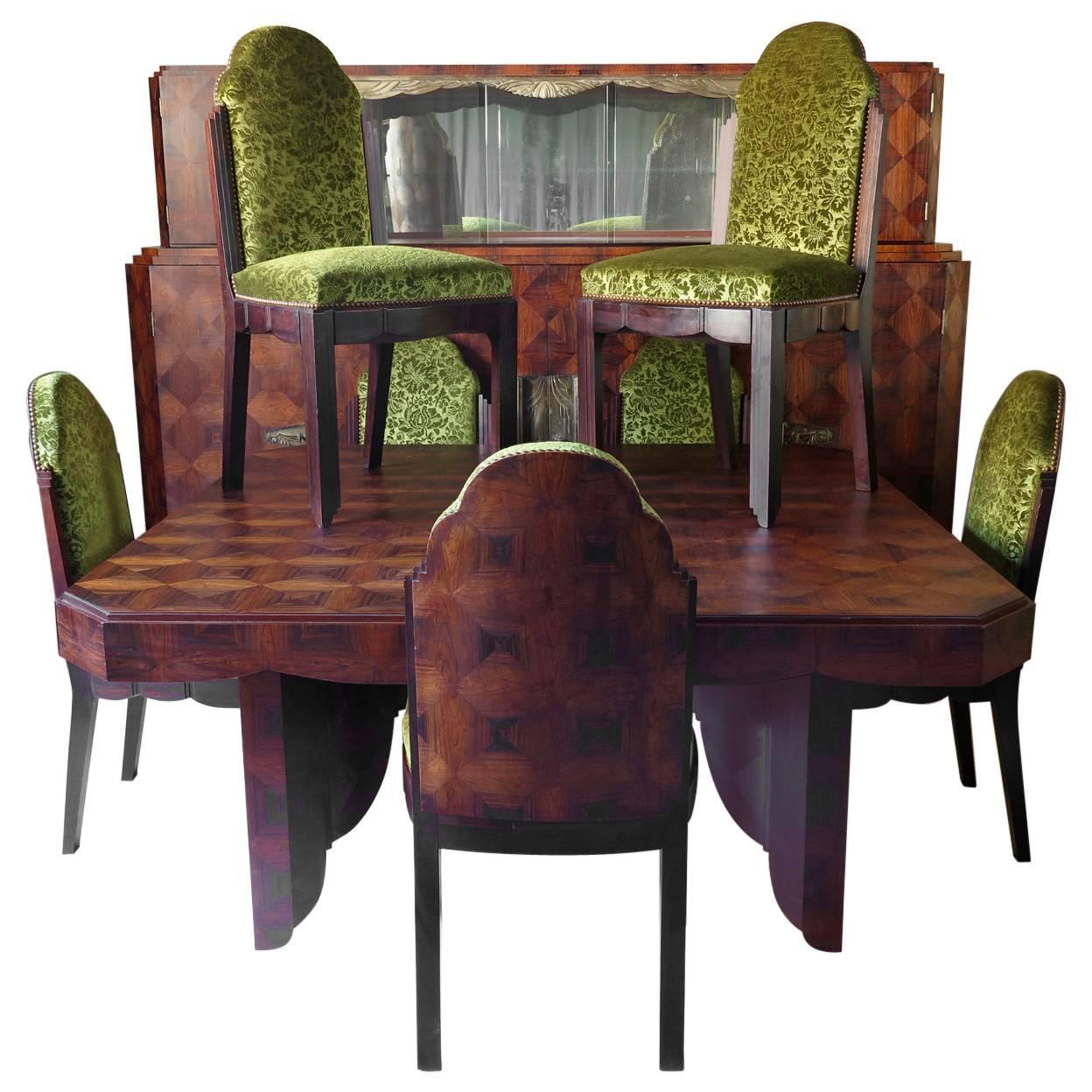 Art Deco Dining Room Set by Mercier Freres, France, 1920s For Sale at