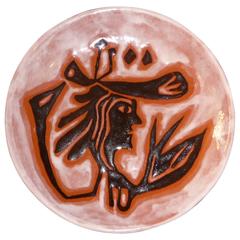 Surreal Glazed Pottery Plate by Jean Lurçat, France, circa 1920s-1930s