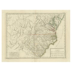 Antike Karte von South Carolina, North Carolina und Virginia von Tardieu, 1802
