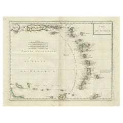 Antique Map of the Caribbean Islands and Gulf of Mexico by Tardieu, 1802