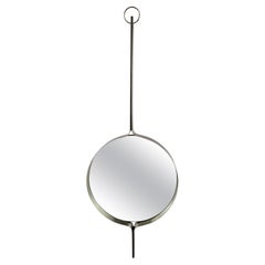 Xavier Feal brushed steel round mirror, 1970s