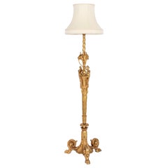 Antique French Ormolu Gilt Bronze Standard Lamp 19th Century