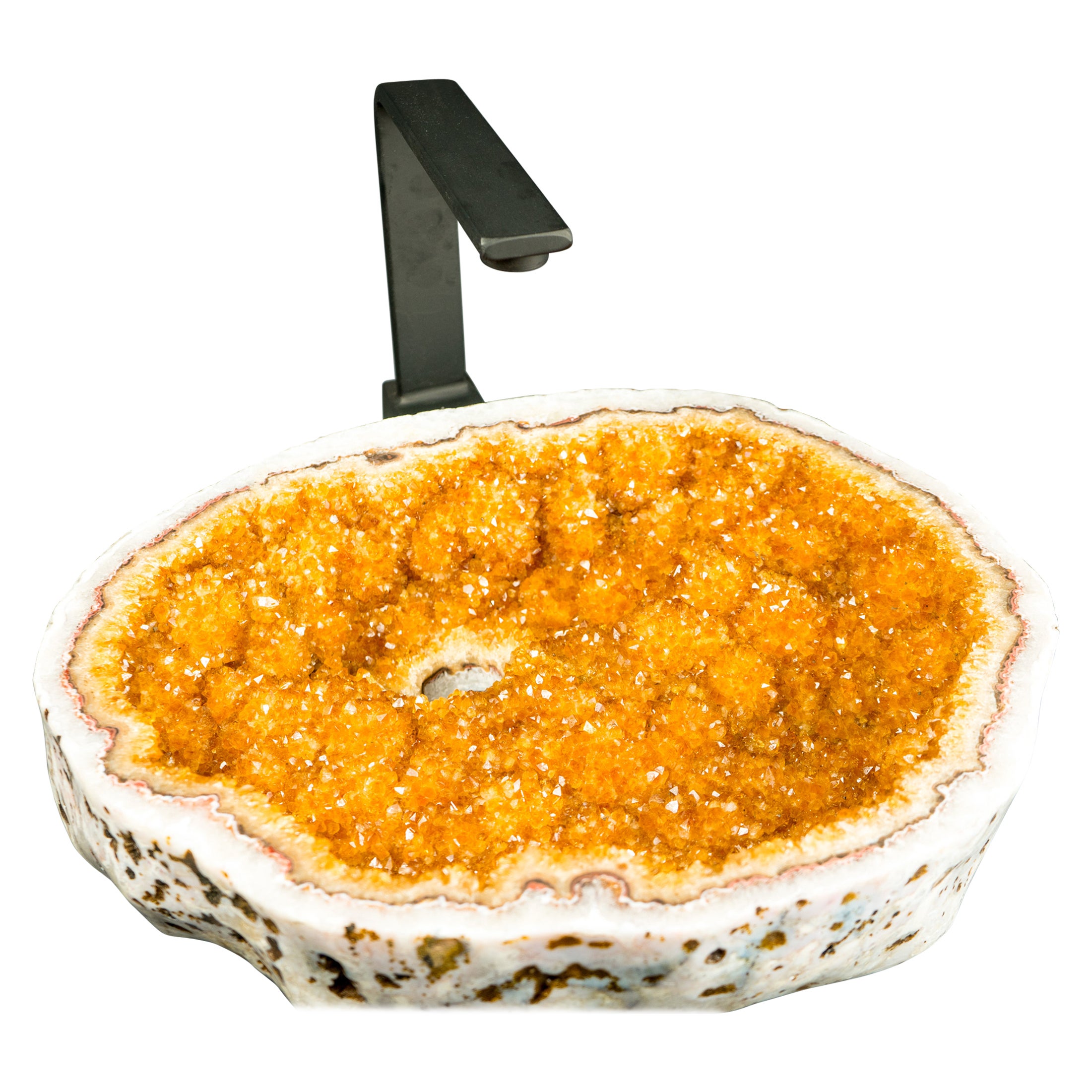 Citrin-Geode-Waschbecken mit Druzy-Kristallen, handgefertigt aus einem AAA-Natur Citrin im Angebot