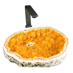 Citrin-Geode-Waschbecken mit Druzy-Kristallen, handgefertigt aus einem AAA-Natur Citrin