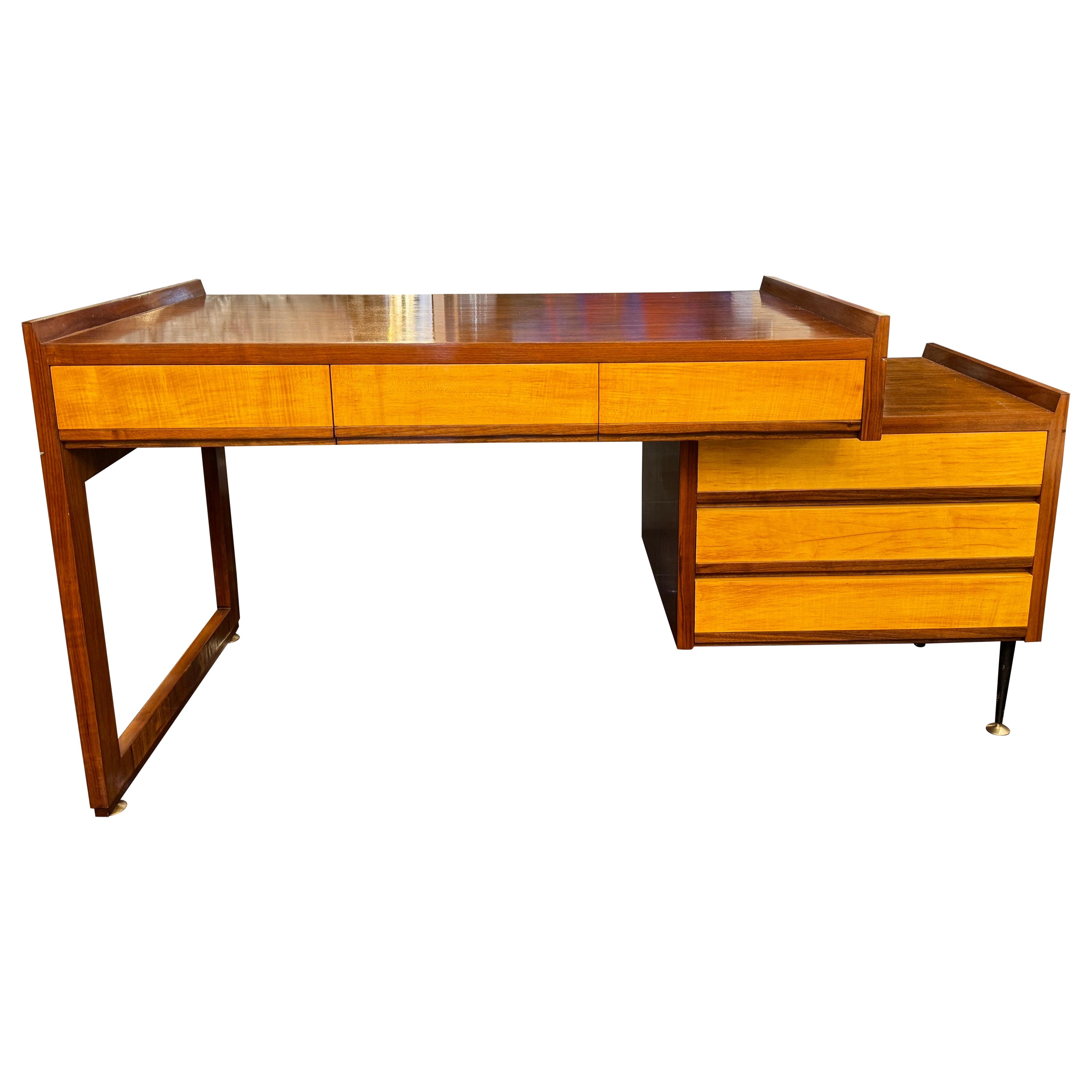 Italian six drawers asymmetrical writing desk For Sale at 1stDibs