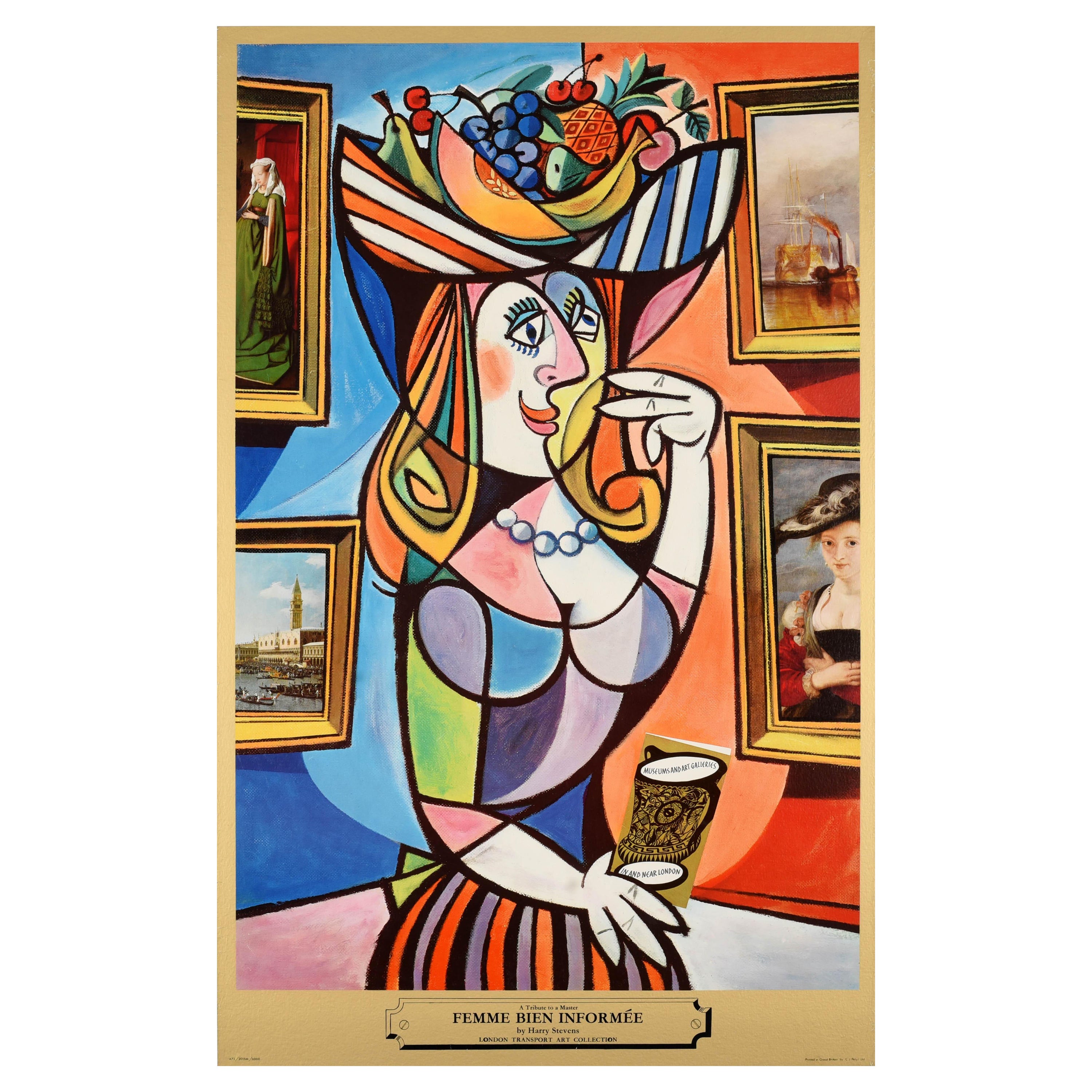 Original Vintage London Transport Poster Femme Bien Informee Picasso Stevens For Sale