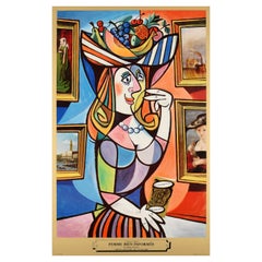 Poster originale dei trasporti londinesi d'epoca Femme Bien Informee Picasso Stevens