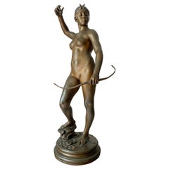 Sculpture en bronze de Falguière " Diane "
