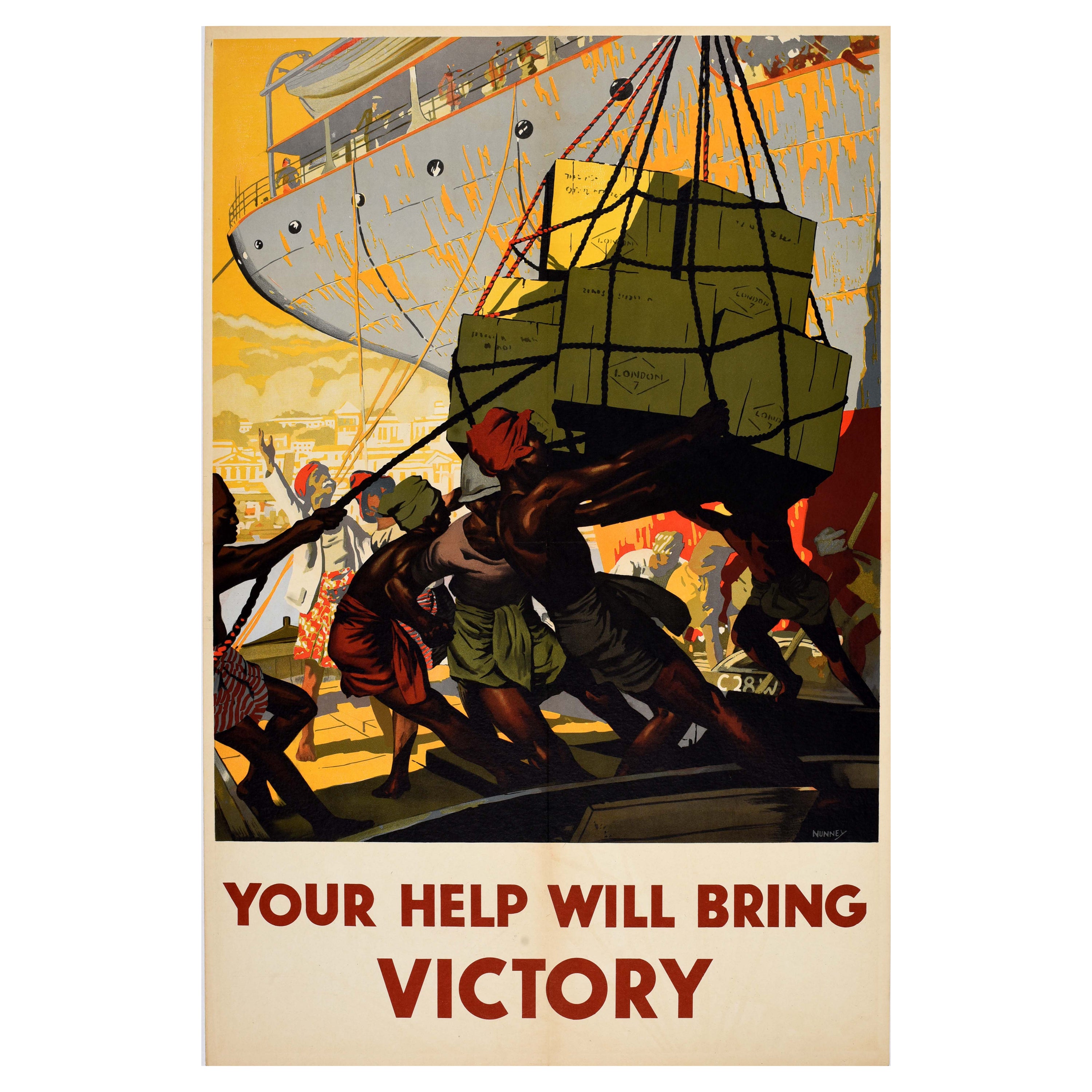 Affiche de propagande de la Seconde Guerre mondiale, votre aide apportera la victoire aux Indes occidentales