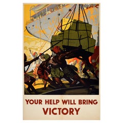 Original Vintage WWII Propaganda Poster Your Help Will Bring Victory West Indies