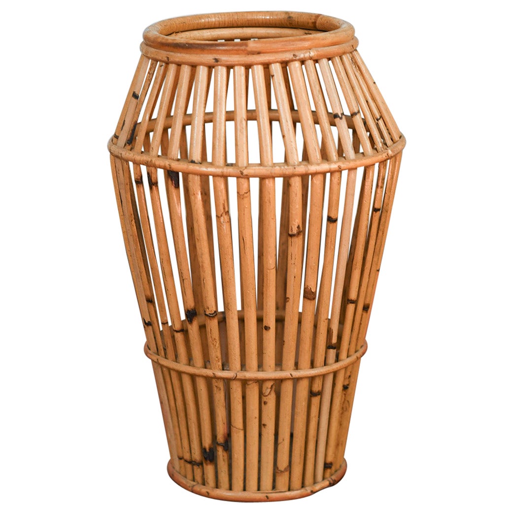 Umbrella Stand In Light Finish Wicker, Vivai del Sud Italien 1970