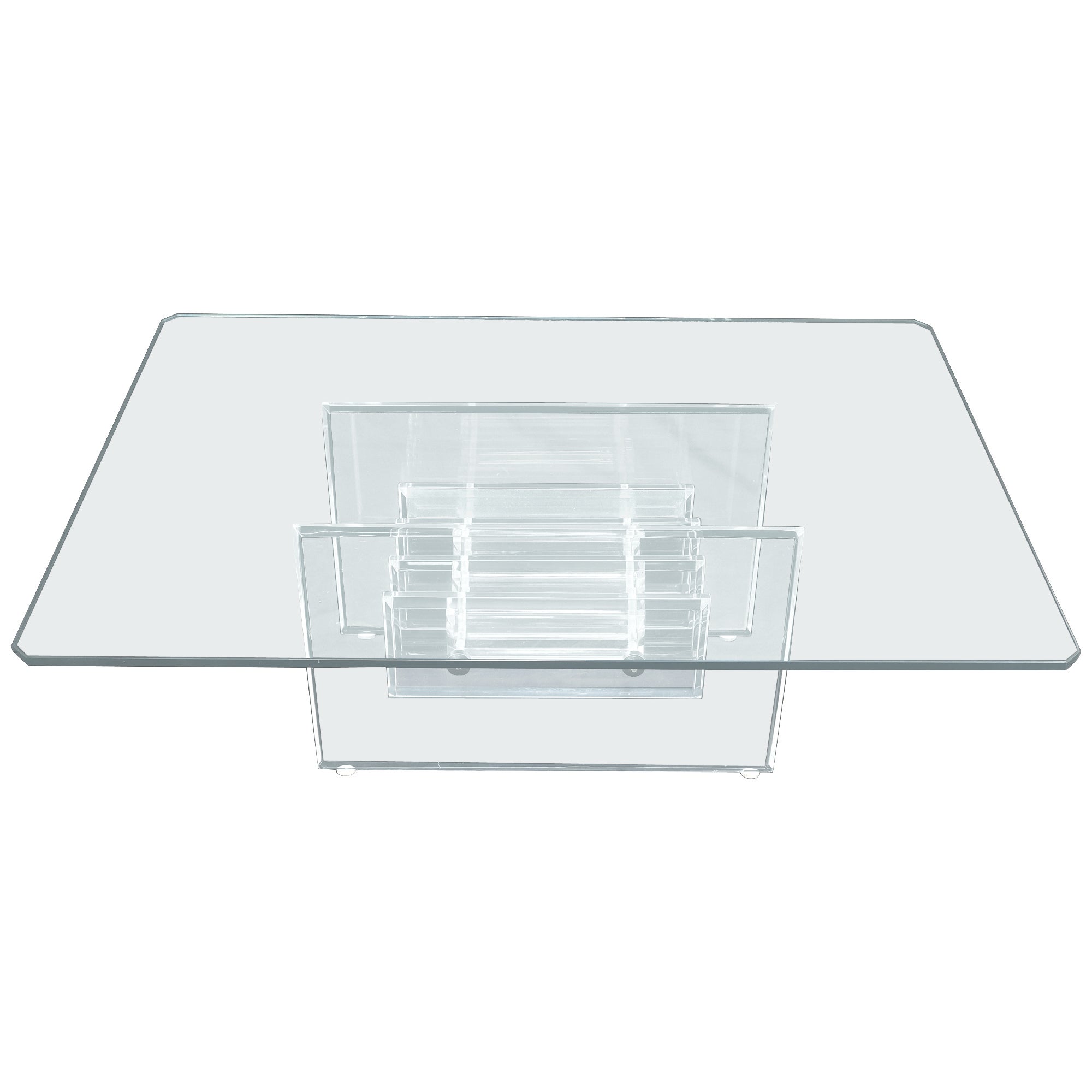 ¡Mesa de centro con tapa de cristal rectangular de lucita pulida MINT!
