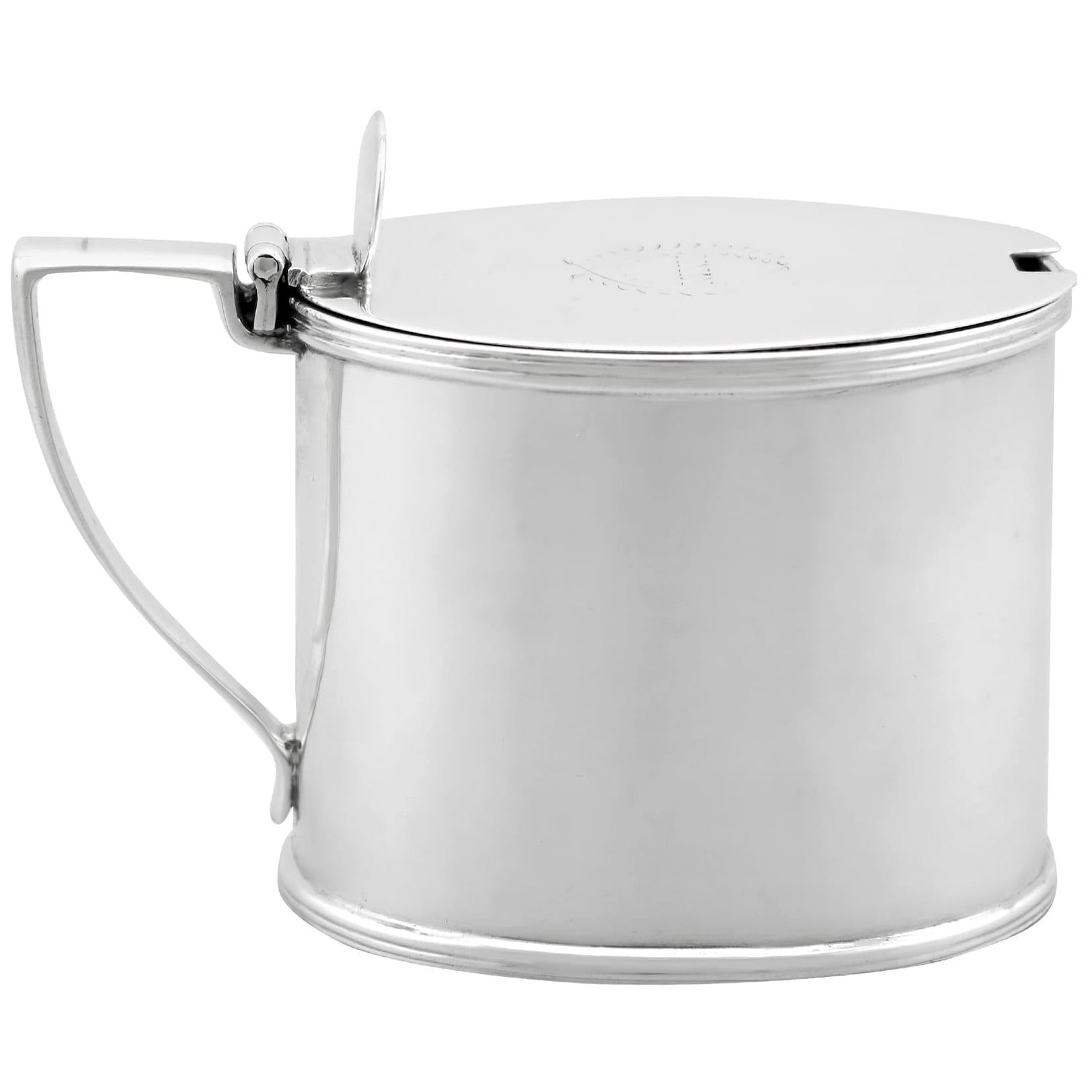 Antiguo recipiente victoriano de plata de ley para mostaza (1859)