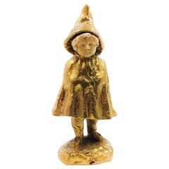 Niña muniquesa en bronce dorado de Bailly Charles Eloy (francés 1830-1895)