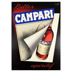 Original Vintage Advertising Poster Bitter Campari Aperitif Carlo Fisanotti Fisa