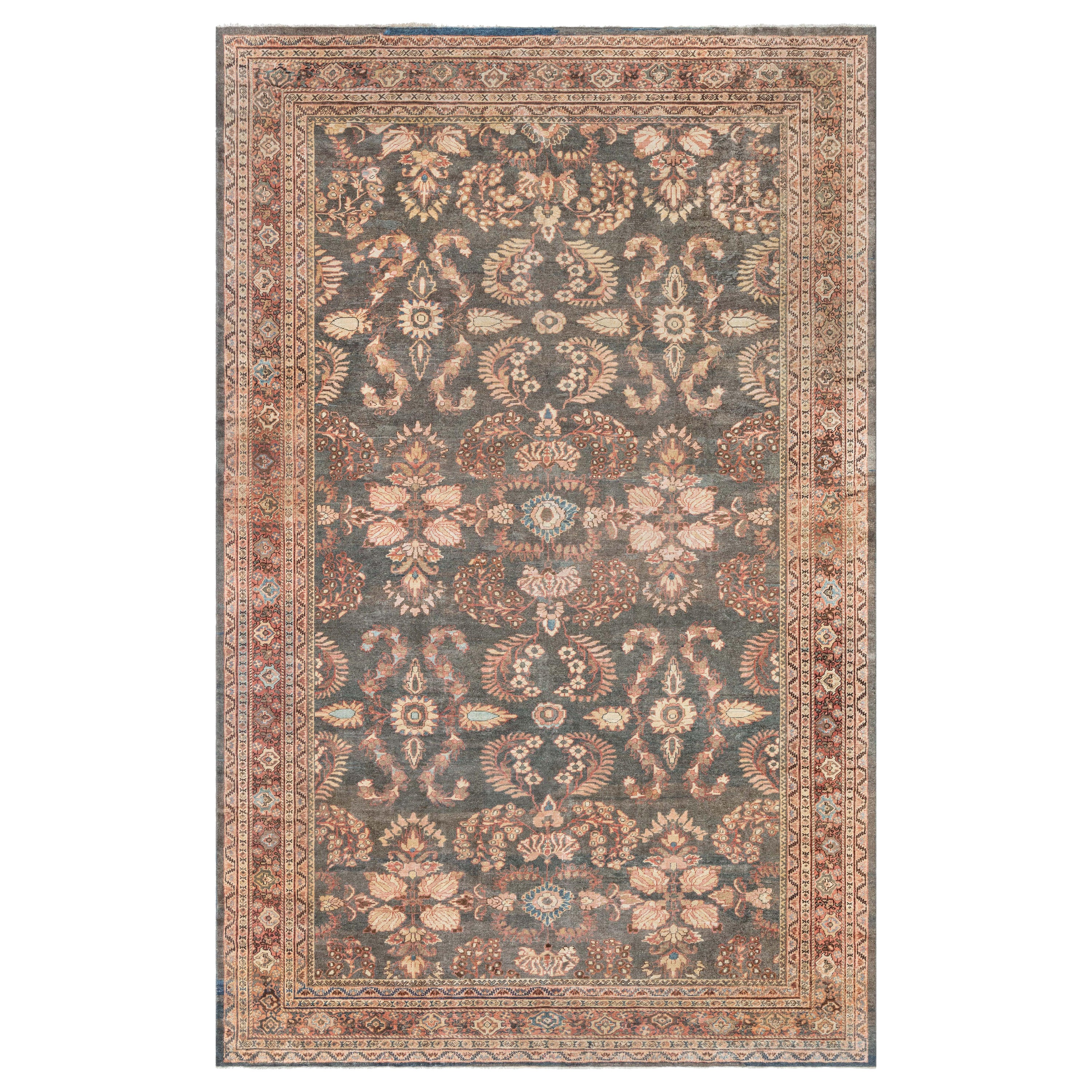 Doris Leslie Blauer antiker persischer Sultanabad-Teppich in Blau im Angebot