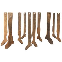 Ten Antique Wooden Sock Strechers