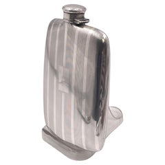 Napier Sterling Silver Flask in Art Deco Style from Early 20th Century