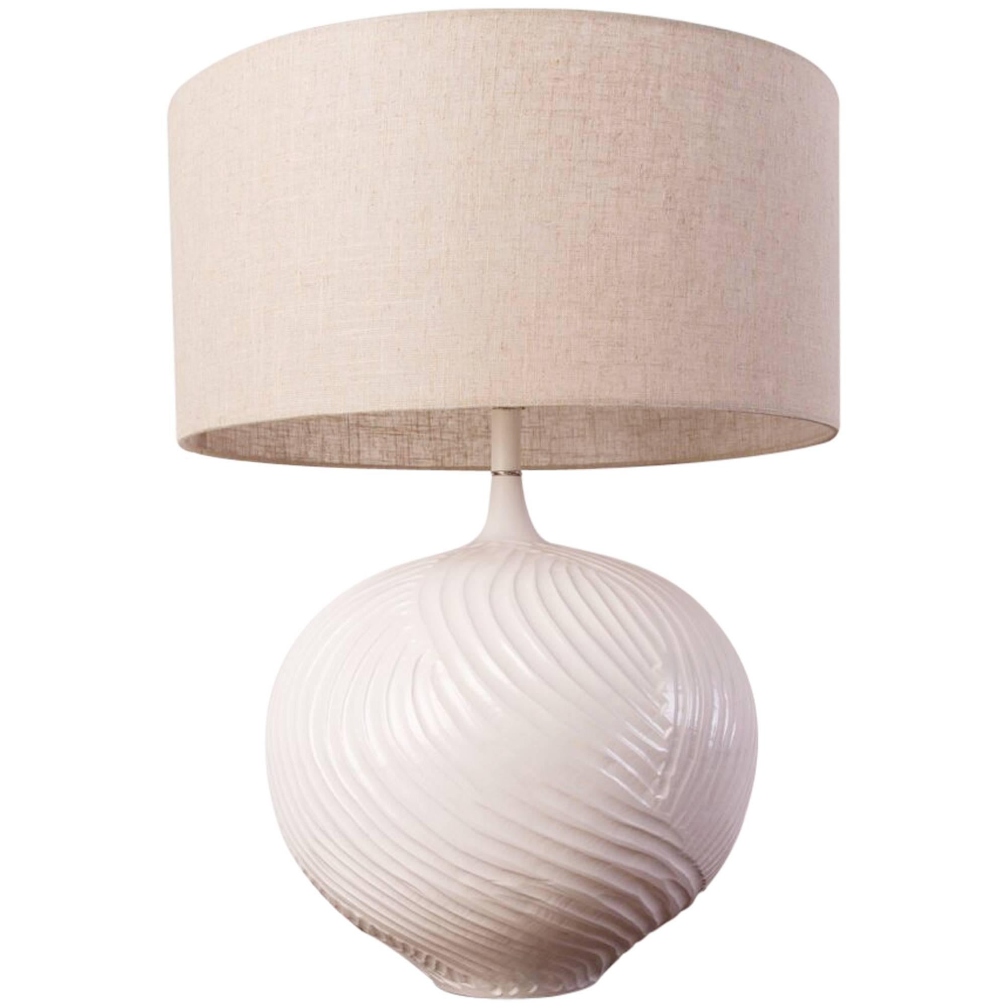 Large Textured Ceramic Lamp For Sale