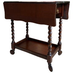 Antiguo carro de té inglés Carro de bebidas Mesa de hojas abatibles Barley Twist Dumbwaiter